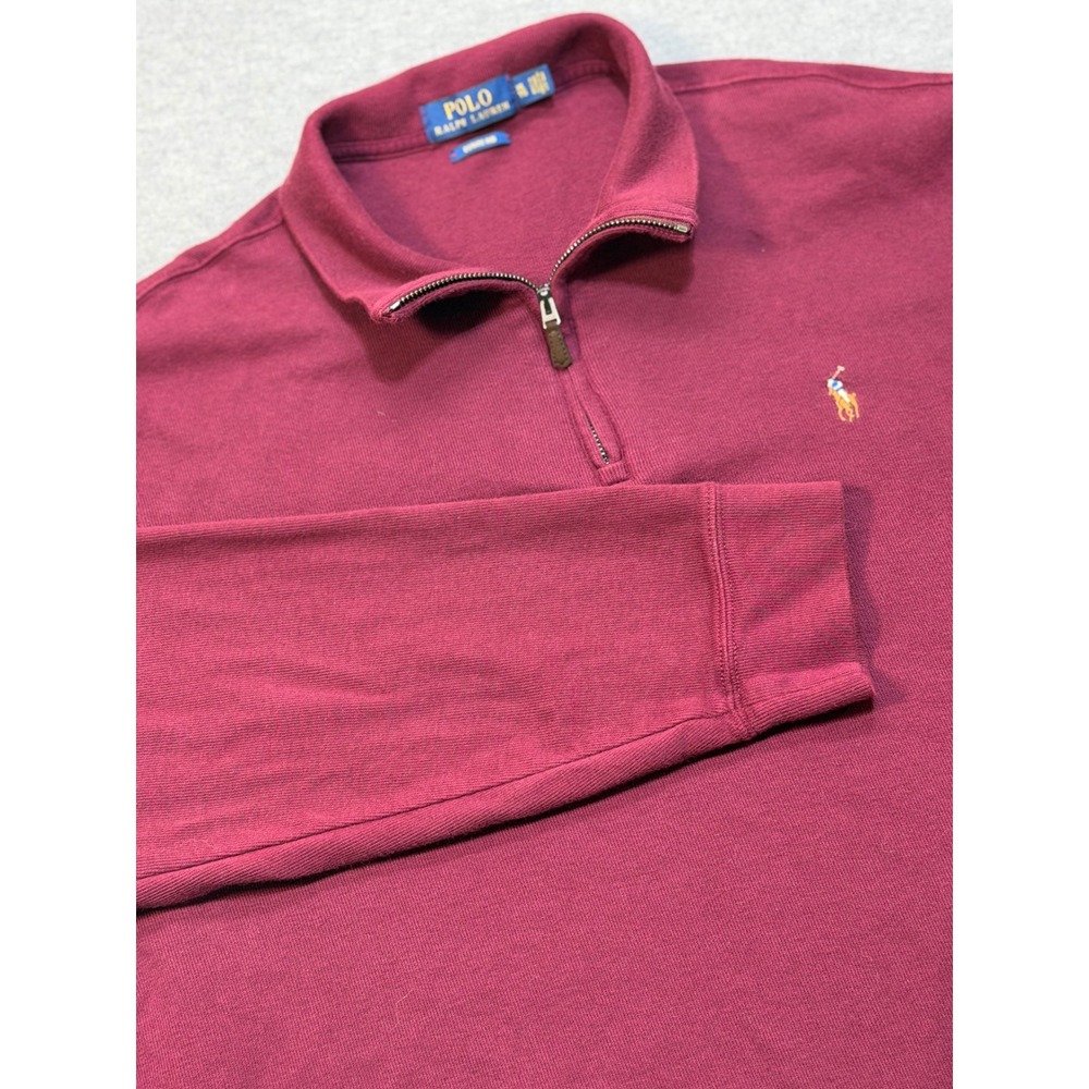 Polo Ralph Lauren Mens XL Burgundy Estate Rib Quarter Zip Pullover Sweater